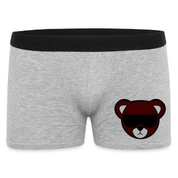 Rotbrauner Bär mit Sonnenbrille - Männer Boxer Shorts - Grau meliert - Vorne