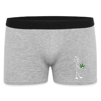 Strichmännchen mit Blatt in der Hand - Männer Boxer Shorts - Grau meliert - Vorne