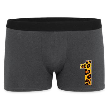 Leopard print yellow-orange - Men's Boxer Shorts - charcoal grey - Front