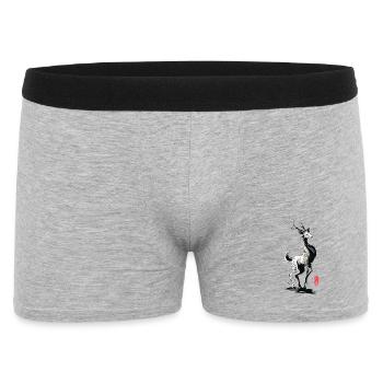 Qilin Sacré – Cerf Yokai Sumi-e Encre Maudite Yeux - Boxer Homme - gris chiné - Devant