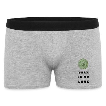 Yarn Is My Love – Green Yarn – Crochet & Knitting - Männer Boxer Shorts - Grau meliert - Vorne