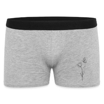 Fleur avec papillon - noir et blanc - Boxer Homme - gris chiné - Devant