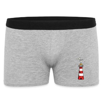 Möwe auf dem Leuchtturm - Nordsee - Geschenk - Männer Boxer Shorts - Grau meliert - Vorne