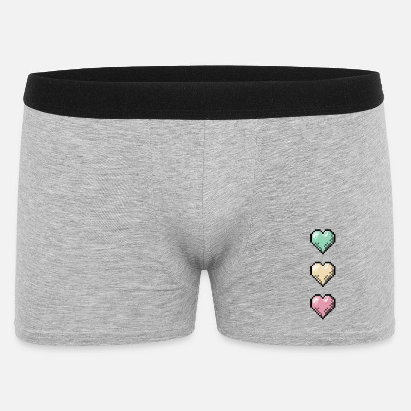 Retro Pixel Art Hearts Stack - Männer Boxer Shorts - Grau meliert