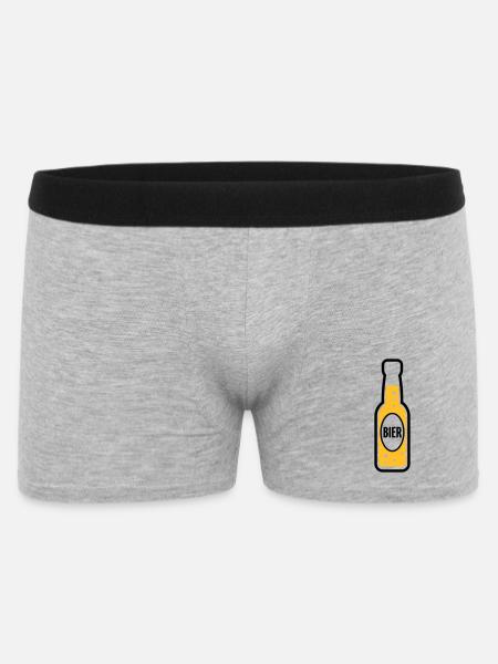 Bierflasche (Bier / Bierchen / POS 2C) - Männer Boxer Shorts - Grau meliert
