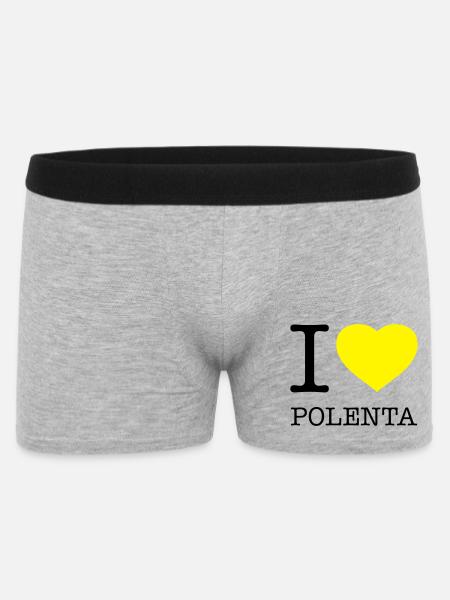 I LOVE POLENTA Mais - Männer Boxer Shorts - Grau meliert