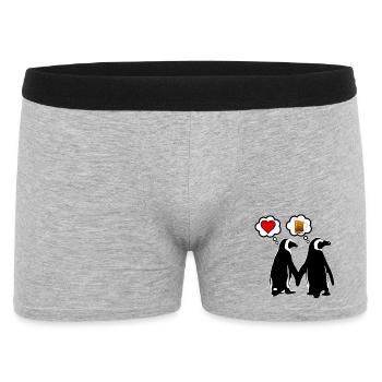 Mann & Frau Pinguin Humor, lustig, Geschenk - Männer Boxer Shorts - Grau meliert - Vorne