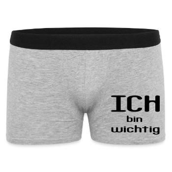 ICH bin wichtig - Männer Boxer Shorts - Grau meliert - Vorne