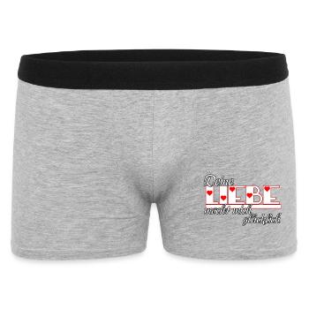 Liebe Glück Ehe Paar Partnerschaft Geschenk - Männer Boxer Shorts - Grau meliert - Vorne