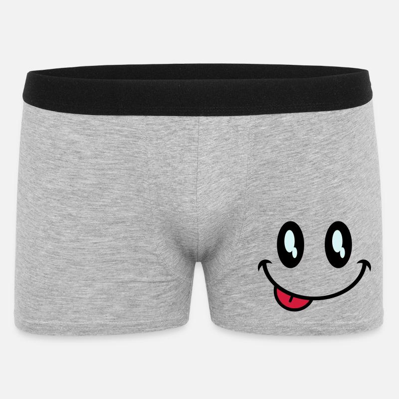 augen smiley zunge - Männer Boxer Shorts - Grau meliert