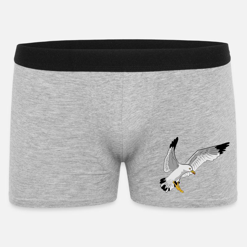 Stilvolle Seevogel Silhouette einer Möwe - Männer Boxer Shorts - Grau meliert