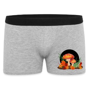 Pilze und Frosch - Männer Boxer Shorts - Grau meliert - Vorne