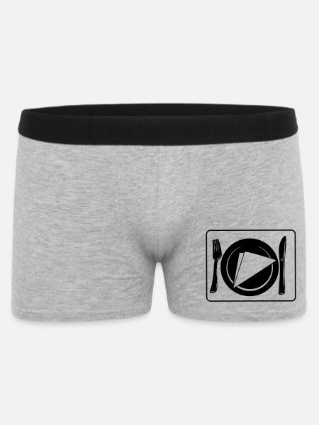 Couteau et fourchette sur napperon avec assiette et serviette - Boxer Homme - gris chiné
