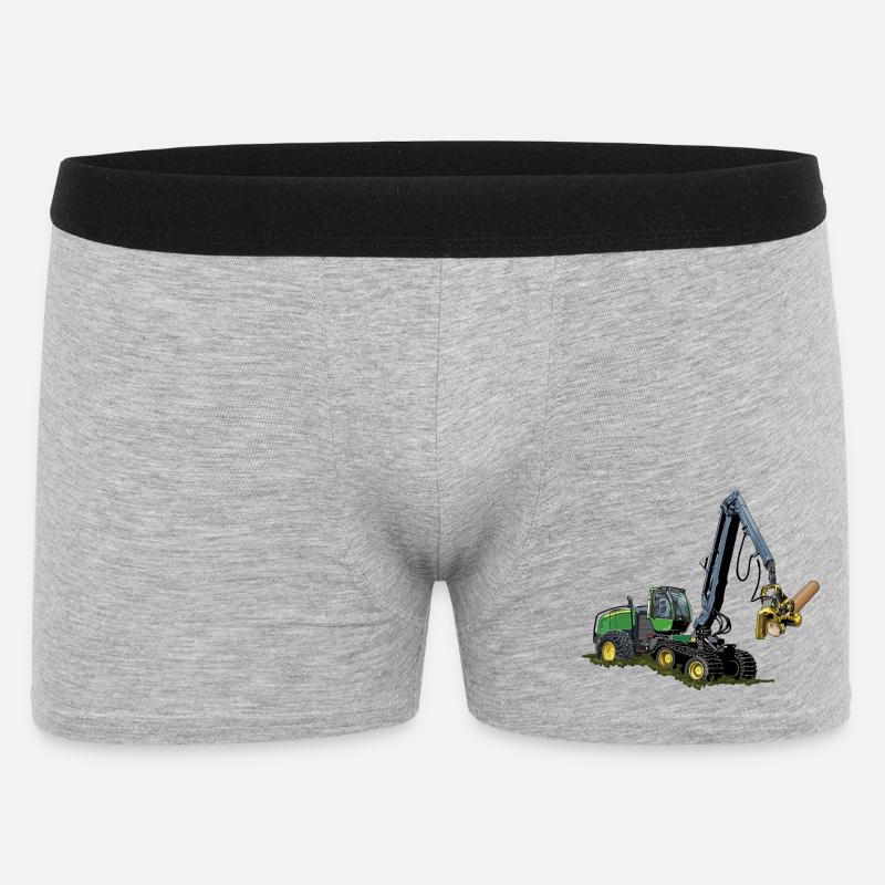 Harvester, Holzerntemaschine - Männer Boxer Shorts - Grau meliert