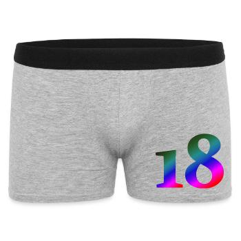 18, bunter farbverlauf, schenken - Männer Boxer Shorts - Grau meliert - Vorne