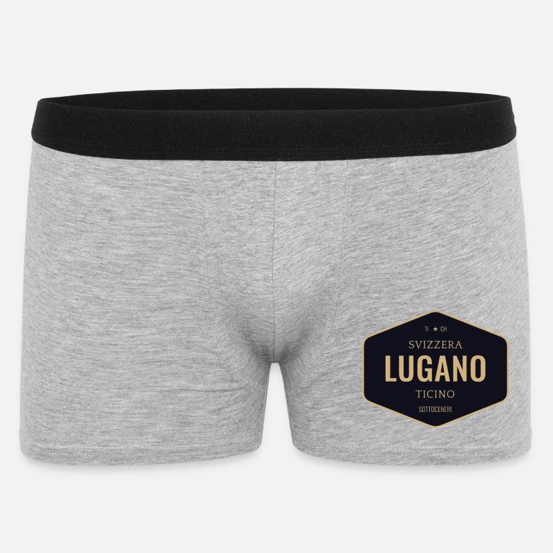Lugano Abzeichen Gold Navy - Männer Boxer Shorts - Grau meliert