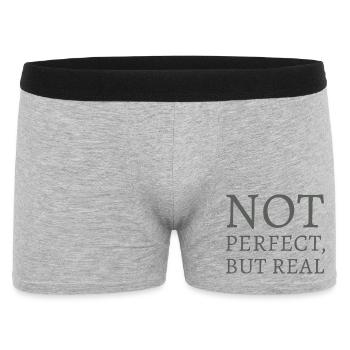 Nicht perfekt, doch real - Männer Boxer Shorts - Grau meliert - Vorne