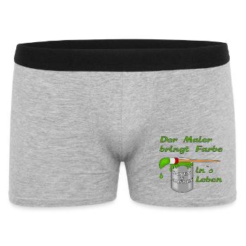 Maler Farbtopf mit Pinsel - Männer Boxer Shorts - Grau meliert - Vorne