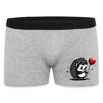 Igel mit Herz Luftballon - Heartful Creatures - Männer Boxer Shorts - Grau meliert - Vorne