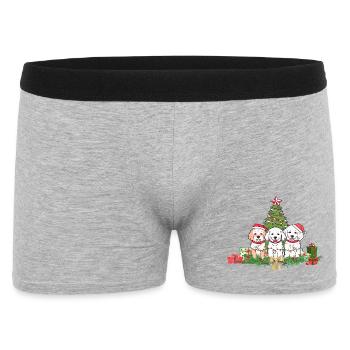 Festive Puppies and Christmas Tree Design - Men's Boxer Shorts - heather grey - Front