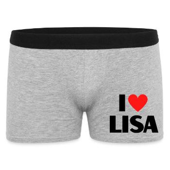 I love Lisa Red Heart Love Fan Gift - Men's Boxer Shorts - heather grey - Front