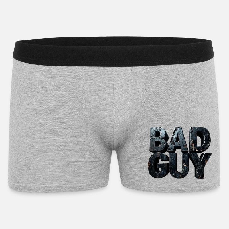 Bad Guy – Dunkle monumentale Buchstaben Skulptur - Männer Boxer Shorts - Grau meliert