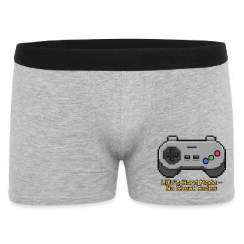 Der harte Modus des Lebens ohne Cheat-Codes - Männer Boxer Shorts - Grau meliert - Vorne