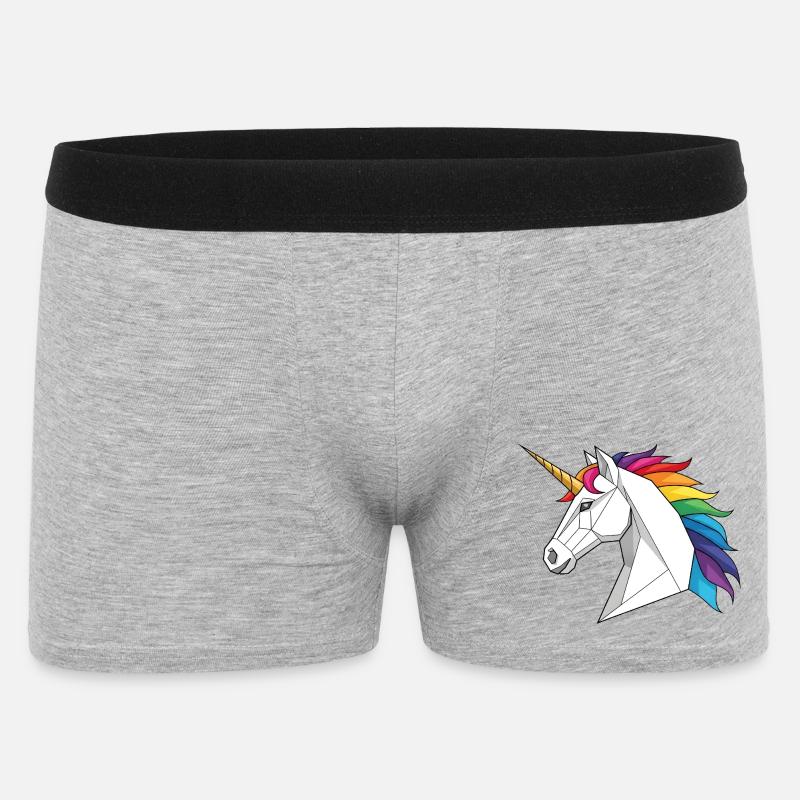 Geometrisches Einhorn mit Regenbogen - Männer Boxer Shorts - Grau meliert