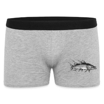 Pike Predatory Fish Angler Ink Vector - Men's Boxer Shorts - heather grey - Front