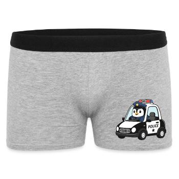 Cute Penguin Police Policeman Kids Cartoon - Men's Boxer Shorts - heather grey - Front