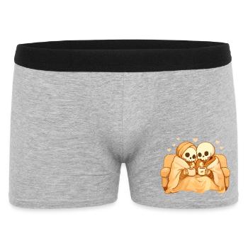 Cozy Skeleton Couple on Sofa – Warmth & Closeness - Men's Boxer Shorts - heather grey - Front