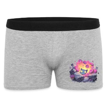 Katzenkristall Donut-Grotte im Neonlicht - Männer Boxer Shorts - Grau meliert - Vorne