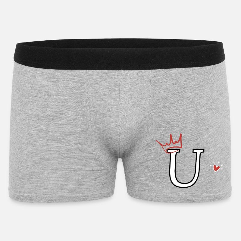 Buchstabe u, Kronenherz - Männer Boxer Shorts - Grau meliert