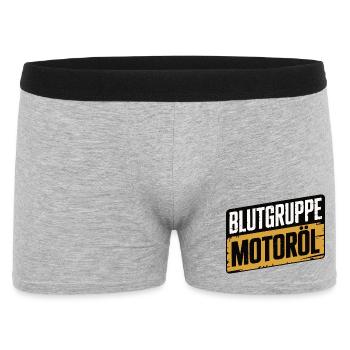 Blutgruppe Motoröl Schrauber Design - Männer Boxer Shorts - Grau meliert - Vorne
