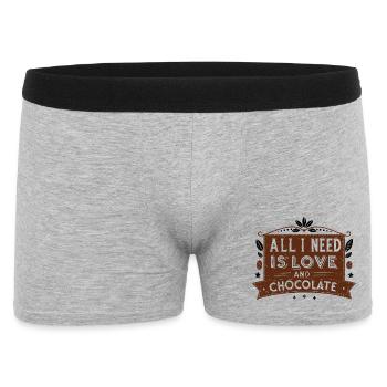 Tout ce dont j’ai besoin, c’est d’amour et de chocolat - Boxer Homme - gris chiné - Devant