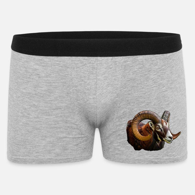 Mufflon Kopf - Männer Boxer Shorts - Grau meliert