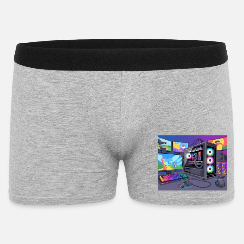 Farbenfrohes RGB-Gaming-Setup - Männer Boxer Shorts - Grau meliert
