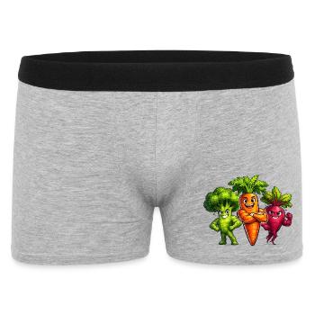 Strong vegetable team – broccoli, carrot & beetroot - Men's Boxer Shorts - heather grey - Front