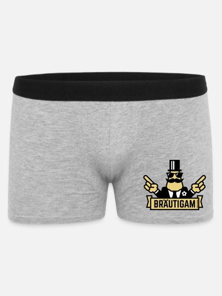 Bräutigam Handzeichen (Polterabend / JGA / 3C) - Männer Boxer Shorts - Grau meliert