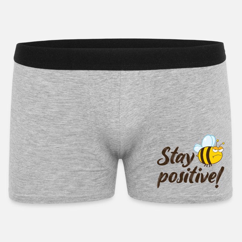 Stay Positive Grumpy Bee Humoroutfit - Boxershorts Herr - gråmelerad