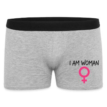 I Am Woman Feminismus Power Frau - Männer Boxer Shorts - Grau meliert - Vorne