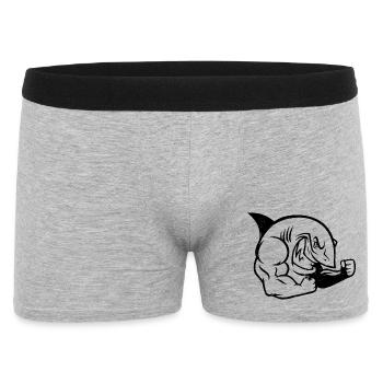 Muscular Shark Bodybuilder Workout Silhouette - Men's Boxer Shorts - heather grey - Front