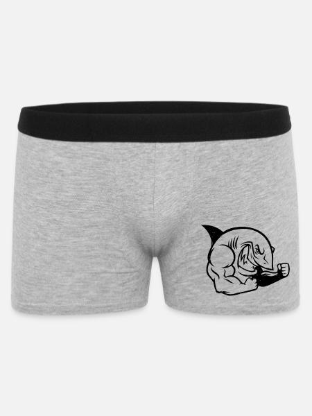 Muscular Shark Bodybuilder Workout Silhouette - Men's Boxer Shorts - heather grey