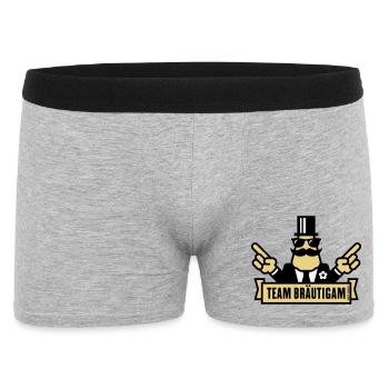 Team Bräutigam Handzeichen (Polterabend JGA / 3C) - Männer Boxer Shorts - Grau meliert - Vorne
