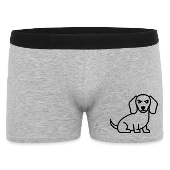 Böser Dackel Teckel Outline - Männer Boxer Shorts - Grau meliert - Vorne