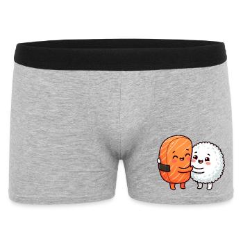 Sushi Hug Lachsreis Japanisches Essen Sushi Hug - Männer Boxer Shorts - Grau meliert - Vorne