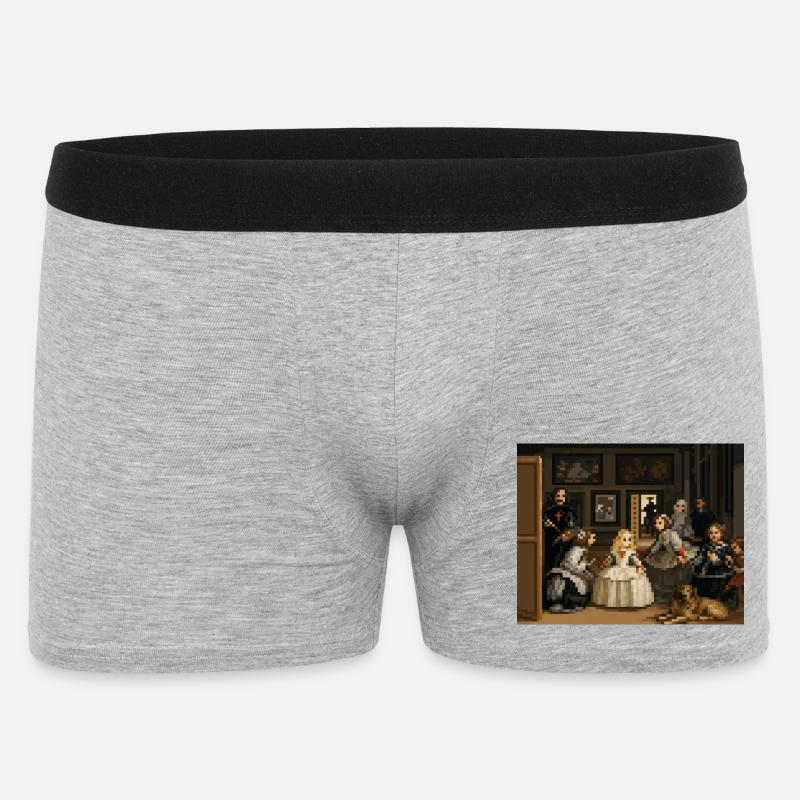 Pixelierte Las Meninas - Männer Boxer Shorts - Grau meliert