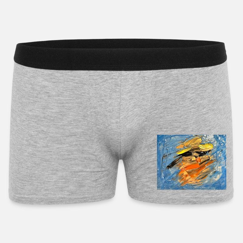 Blauer Farbwirbel im Orange - Männer Boxer Shorts - Grau meliert