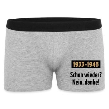 1933-1945 – Schon Wieder? Nein, Danke! (POS 2C) - Männer Boxer Shorts - Grau meliert - Vorne