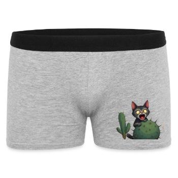 Little accident - Cat and cactus - Männer Boxer Shorts - Grau meliert - Vorne